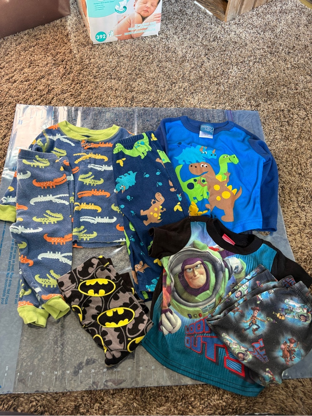 Disney Mixed Character Kids Pajama Set in Blue, Green, Black